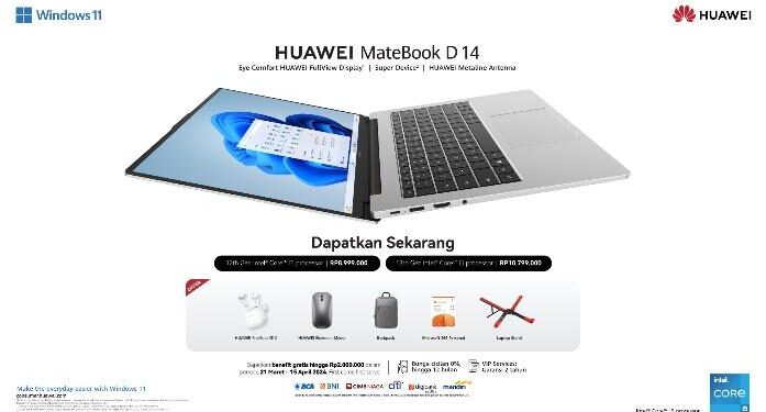 Mulai Dipasarkan Hari Ini, Berikut Keunggulan HUAWEI MateBook D 14